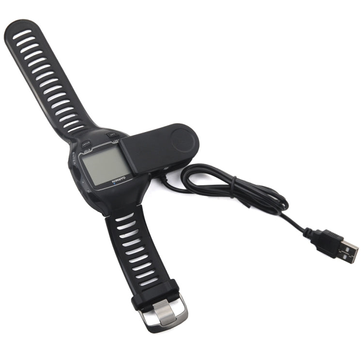 Universal watch charging clip with USB cable and buckle sport strap, black