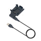 Black charging cradle base with USB-A connector cable and gold contact pins