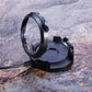 Black charging dock with open ring cradle and cable connected