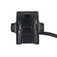 Black charger clip with central opening and attached cable
