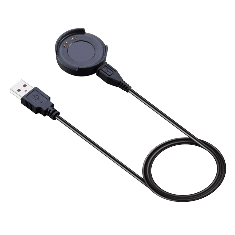 Black USB watch charger cable with round dock and USB-A connector