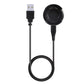 Black USB charging cable with round watch dock and two connector ends