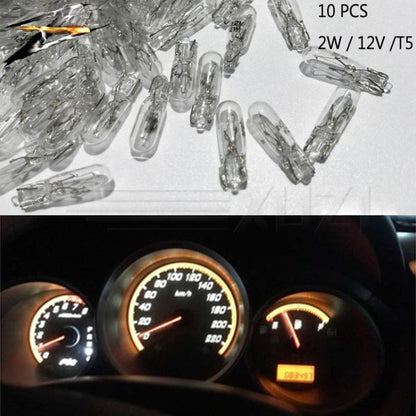 Amber T5 dashboard indicator bulbs, glass wedge lamps for 12V instrument panels