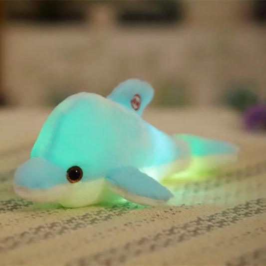 32cm Cute Creative Dolphin Doll Plush Toy Luminous Glowing LED Light Cushion Pillow