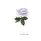 Lavender rose embroidery patch with green leaves, iron-on style