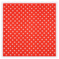 Square polka dot scarf, red fabric with white dotted pattern