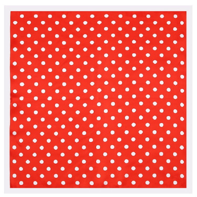 Square polka dot scarf, red fabric with white dotted pattern