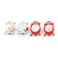 Mini alarm clock accessory, four-piece group with silver and red frames and round faces