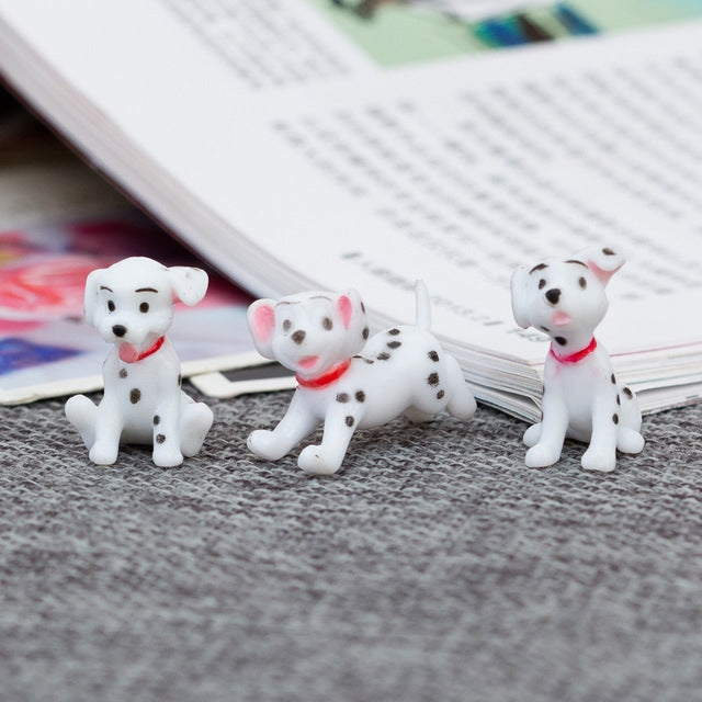 6-piece Dalmatian miniature toy set with small white-and-black spotted puppies