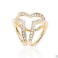Gold heart buckle brooch with clear crystal accents