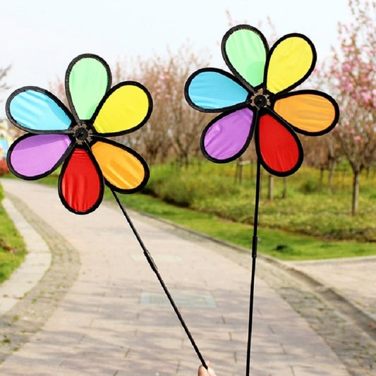 Outdoor Cloth Black Side Six Color Windmill Children Toys Garden Decoration, Six Color Windmill