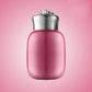Rose pink mini vacuum flask with flip-top lid and stainless steel top