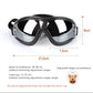 Black pet UV goggles with size diagram showing approximate width and height.