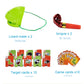 Green lizard mask and red tongue props with target cards and game cards set.