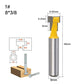 Keyhole cutter size diagram with yellow head, silver 8mm shank and 46mm height