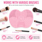 Pink silicone heart brush cleaner mat for multiple makeup brush types