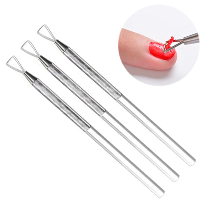 Stainless steel nail tool set (3-pack) with fork push/remove ends
