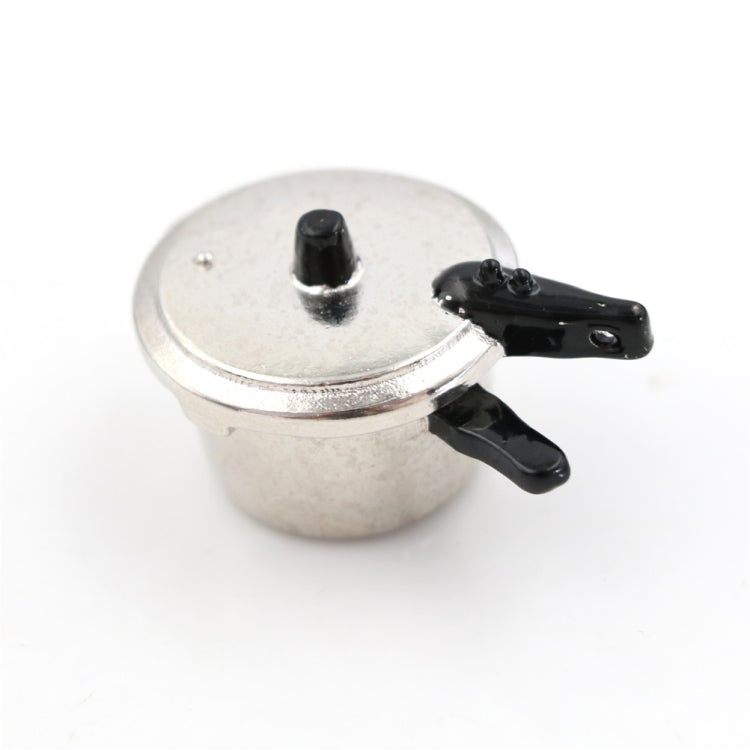 Mini metal pressure cooker toy with round lid and black side handles