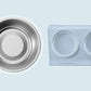 Blue plastic slope pet bowl stand with stainless steel insert bowl