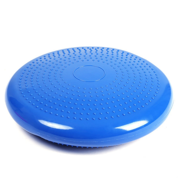 Blue circular massage balance cushion with raised nubs and center air valve