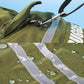 Waterproof dark green dog raincoat with reflective stripe detail
