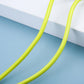 Yellow rubber skipping rope with curved pen-shaped handles
