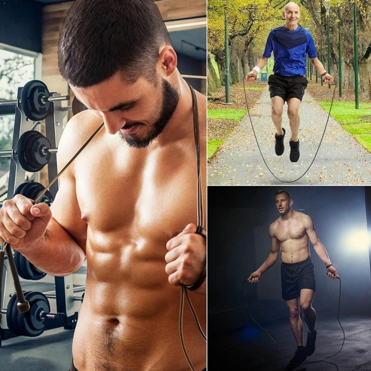 Skipping rope with rubber pen-shaped handles shown during fitness exercise