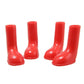Set of 4 red glossy dog rain boots with rounded toe and thick sole
