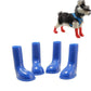 Waterproof non-slip pet rain boots, blue 4-pack, with dog wearing one
