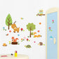 Forest animal wall sticker set with owl on branch, woodland animals and flowers