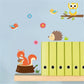 Forest animal wall sticker set with owl, hedgehog, squirrel and small birds