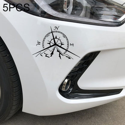 Black nautical compass rose decal with mountains and wind directions