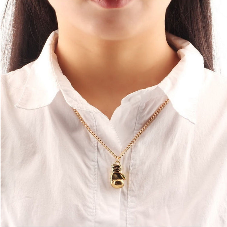 Boxing glove pendant necklace in gold tone, chain with boxing glove charm