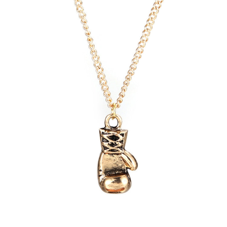 Gold boxing glove charm pendant necklace with linked chain