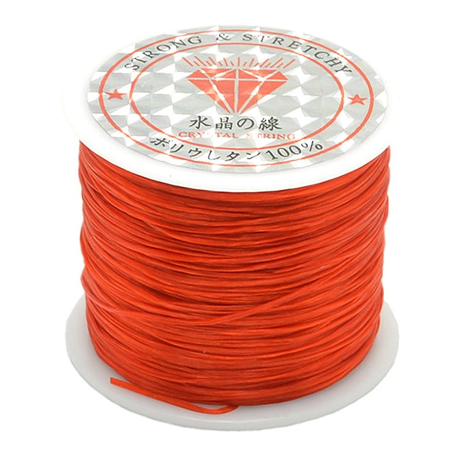 Orange round elastic cord spool, coiled stretch thread for beading
