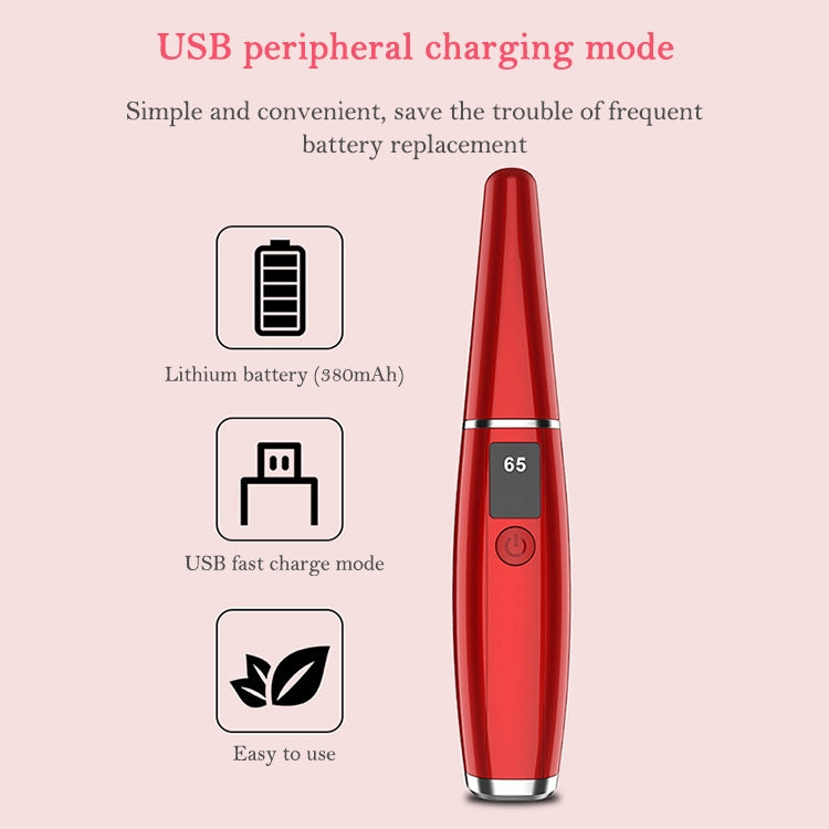 Red electric eyelash curler with switch button and protective cap