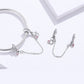 S925 silver cat charm safety chain bracelet with pink CZ hearts and clasp
