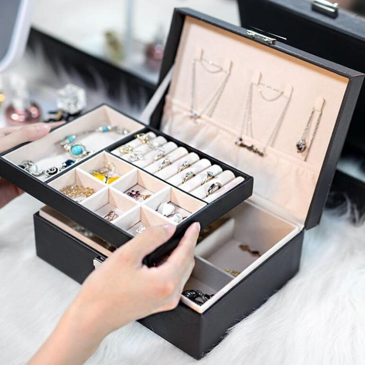 Portable Leather Jewelry Storage Box Necklace Ring Watch Storage Box, Single Layer, Double Layer