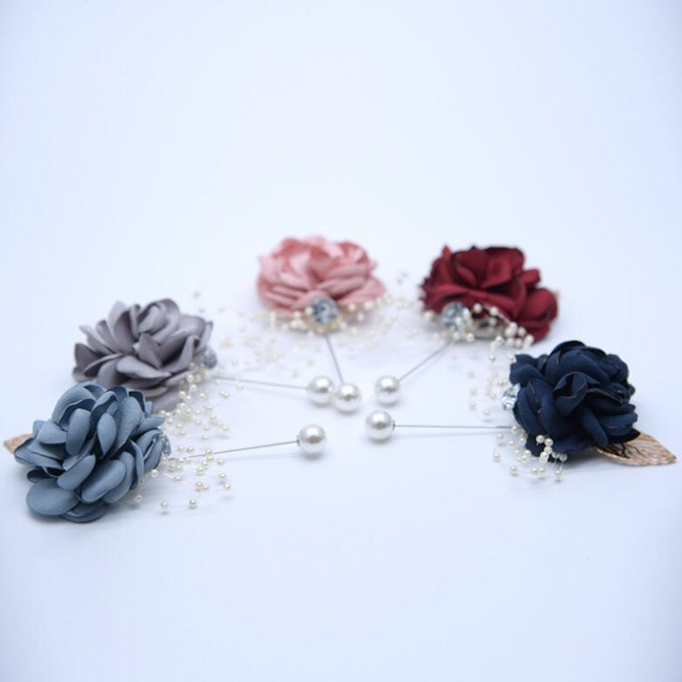 Set of cloth flower pearl brooches with dangling beads and round pearl accents