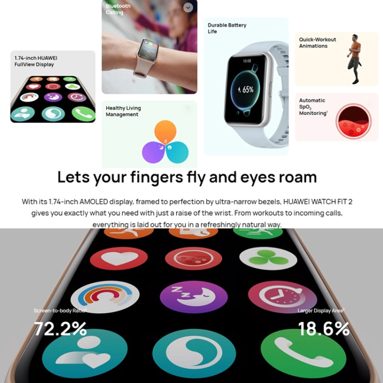 Smart sports watch with white band showing colorful app icons on screen
