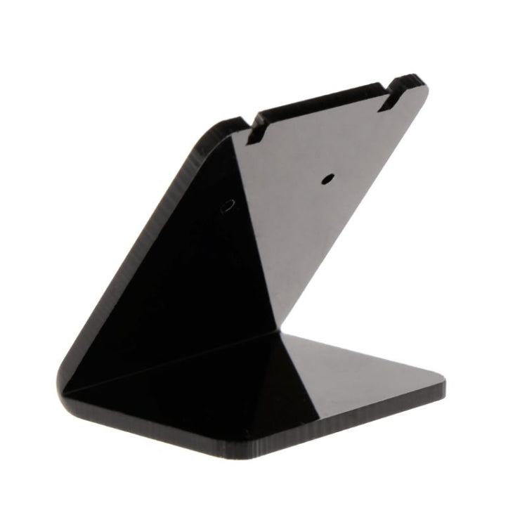 Black acrylic earring display stand angled view with mounting holes
