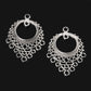 Antique silver round filigree charm pendants, two-piece set with top loops