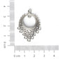 Antique silver round filigree charm pendant, measured view with top loop