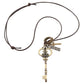 Crown key pendant necklace with heart crown charm and two dangling key charms