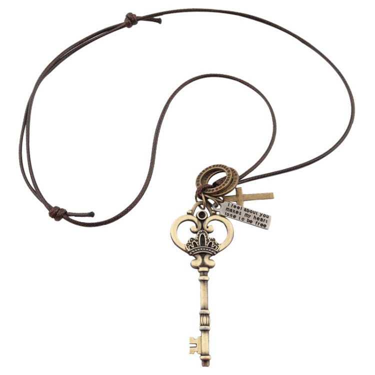 Crown key pendant necklace with heart crown charm and two dangling key charms