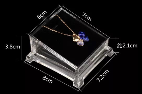 Acrylic jewelry display tray size diagram: 8cm x 7cm x 3.8cm
