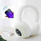 White plush over-ear Bluetooth earmuffs with black control logo