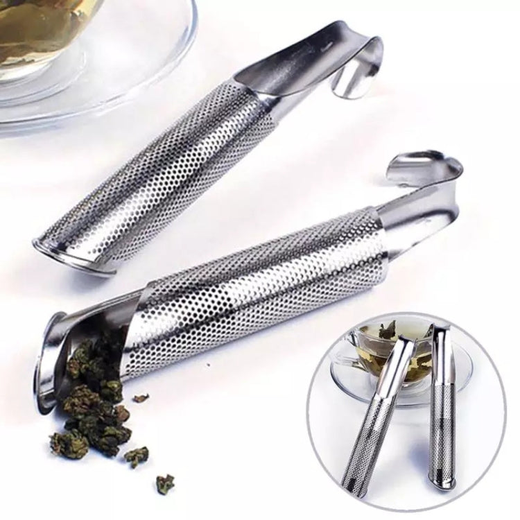 Two stainless steel pipe tea infusers with perforated screens for steeping