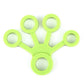 Light green silicone five-finger tensioner rings set of 3, flat lay with loops