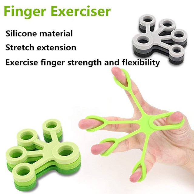 Silicone finger exerciser tensioner rings with green and dark gray sets